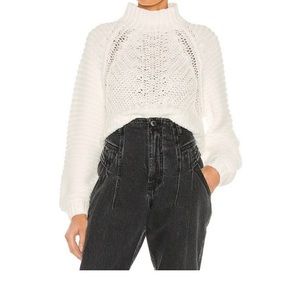 Free People Women's Sweetheart Sweater, Ivory White M. Classic wardrobe item.